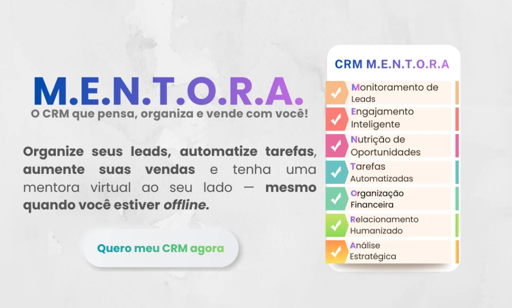 Banner do CRM M.E.N.T.O.R.A., sistema inteligente criado por Jamile Lisboa para monitoramento de leads, automação de tarefas, organização financeira e aumento de vendas para mulheres empreendedoras.