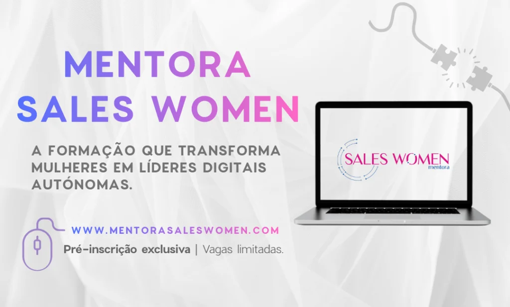 Banner da Mentora Sales Women, programa de formação criado por Jamile Lisboa para capacitar mulheres a desenvolver carreira digital, criar websites e vender online com autonomia.